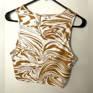 Women’s crop top, color white and brown, size L